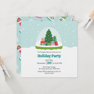 Invitación Árboles Caprichosos y Regalos Globo de Nieve en Az