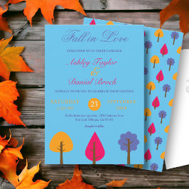 Invitación Árboles Coloridos Elegantes Boda Rústica de Verano