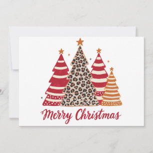 Invitación Árboles con Estampado de Navidad Feliz Leopardo Ro