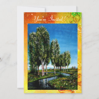 Invitación ÁRBOLES DE ABEDUL EN TOSCANA,verde marrón amarillo