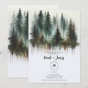 Invitación Árboles de Acuarela Boda Rústica en la Naturaleza