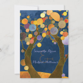 Invitación Árboles de amor Boda del bosque azul rústico