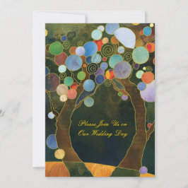 Invitación Árboles de amor en boda de campo azul ruso