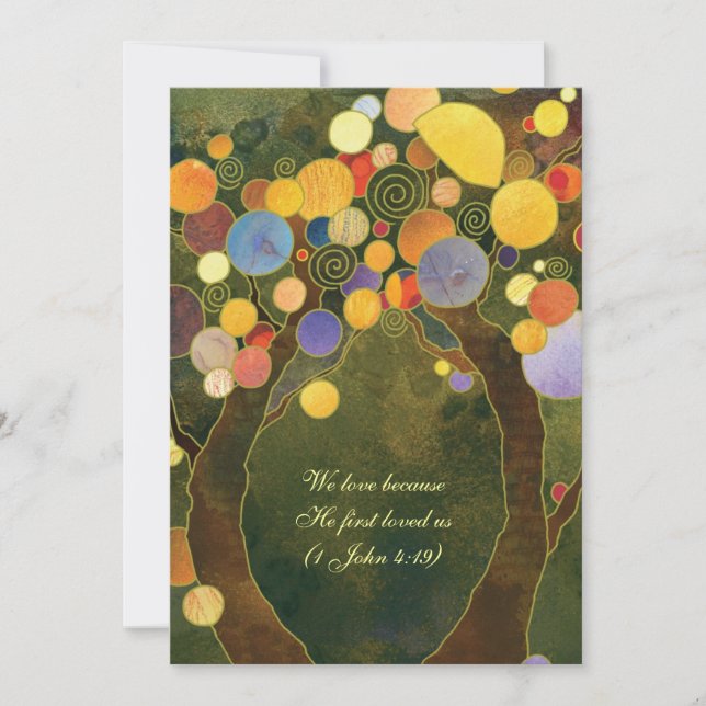 Invitación Árboles de amor rusos Boda verde oliva (Anverso)