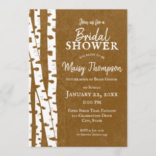 Invitación Árboles de aves blancas ducha de novias de bosque