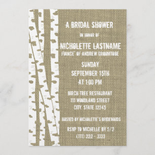Invitación Árboles de aves y ducha de novias en Burlap