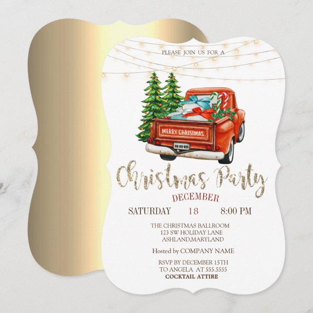 Invitación Árboles de ciruelas rojas, Fiesta de Navidades de  (Anverso / Reverso)