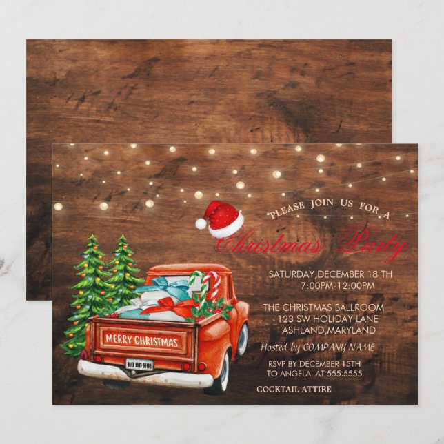 Invitación Árboles de ciruelas rojas, Fiesta de Navidades de  (Anverso / Reverso)