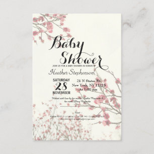 Invitación Árboles de flores de cerezo en blanco elegante
