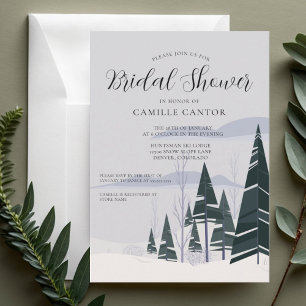 Invitación Árboles de invierno: moderna ducha de novia en vac
