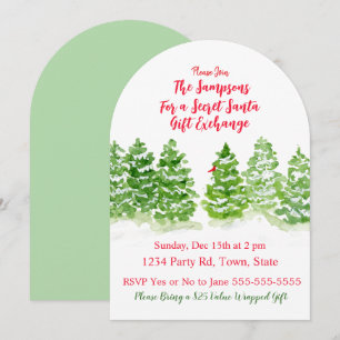 Invitación Árboles de invierno pintados a mano SECRET SANTA