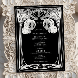 Invitación Árboles de mackintosh negros y blancos en Bloom