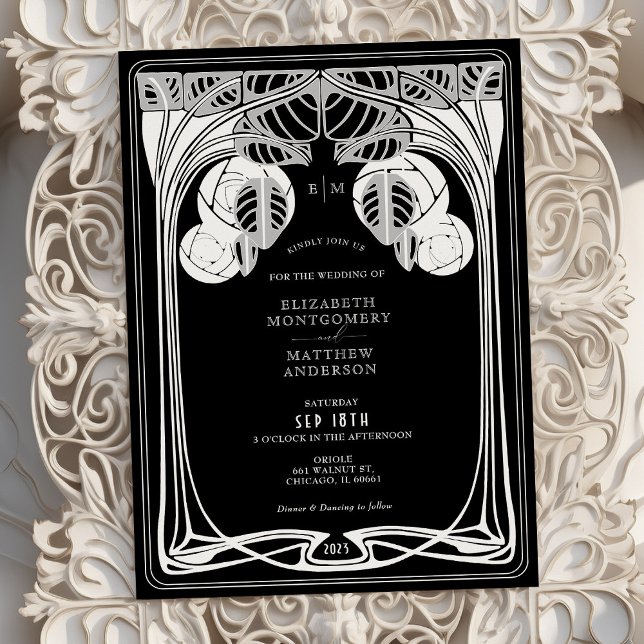 Invitación Árboles de mackintosh negros y blancos en Bloom (Subido por el creador)