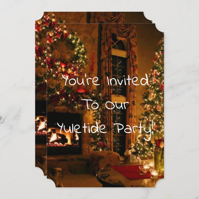 Invitación árboles de mansión y chimenea (Anverso / Reverso)