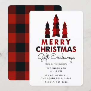 Invitación Árboles de Navidad Alegres Intercambio de Regalos