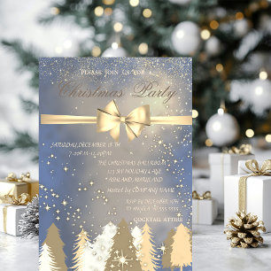 Invitación Árboles de Navidad, Arco Dorado Fiesta de Navidad