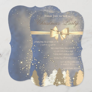 Invitación Árboles de Navidad, Arco Dorado Fiesta de Navidad