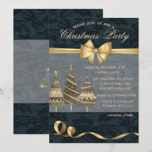 Invitación Árboles de Navidad, Arco Dorado, Fiesta de Navidad