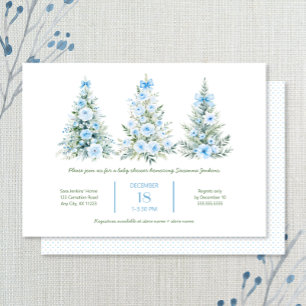 Invitación Árboles de Navidad azules 2 Boy Baby Shower