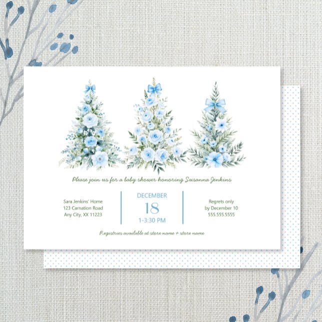 Invitación Árboles de Navidad azules 2 Boy Baby Shower (Subido por el creador)