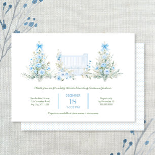 Invitación Árboles de Navidad azules con cuna Niño Baby Showe