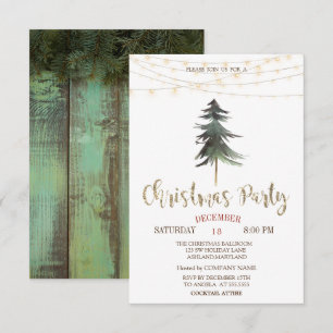 Invitación Árboles de Navidad de Pino, Luces Fiesta de Navida