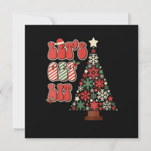 Invitación Árboles de Navidad Divertidos Retro Groovy Vamos a