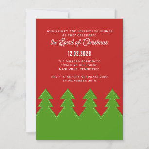 Invitación Árboles de Navidad en fila Festividades Rojas y Ve