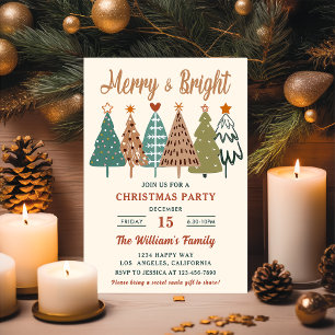 Invitación Árboles de Navidad Fiesta de Navidad Alegre y Bril