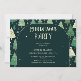 Invitación Árboles de Navidad Fiesta de patrón verde sabio mo