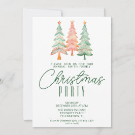 Invitación Árboles de Navidad Fiesta Verde