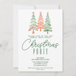 Invitación Árboles de Navidad Fiesta Verde