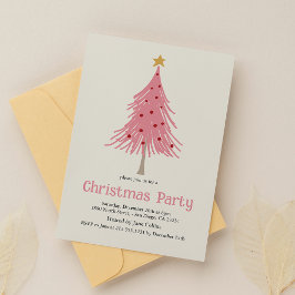 Invitación Árboles de Navidad lindo Fiesta de patrón rosa Rub