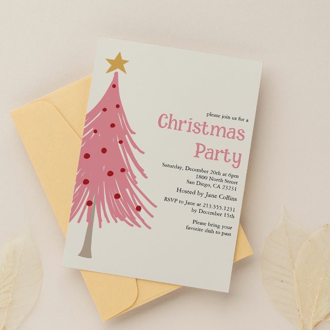 Invitación Árboles de Navidad lindo Fiesta de patrón rosa Rub (Subido por el creador)
