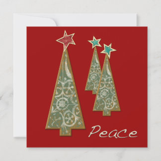 Invitación Árboles de Navidad-Paz/Rojo