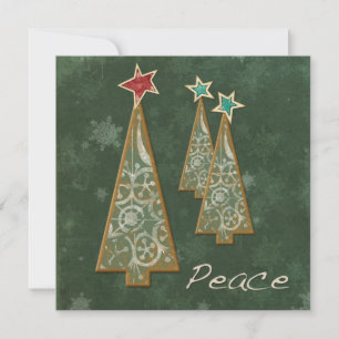 Invitación Árboles de Navidad-Paz/Verde