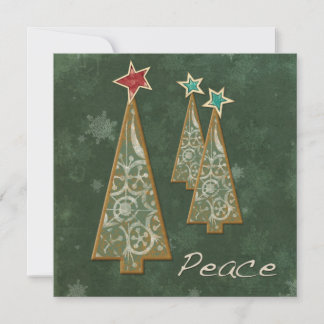 Invitación Árboles de Navidad-Paz/Verde