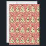 Invitación Árboles de Navidad retro estrella de berry caramel<br><div class="desc">Patrón inmaculado decorado con adorno navideño festivo en un fondo rosa</div>