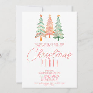 Invitación Árboles de Navidad Rojos Fiesta