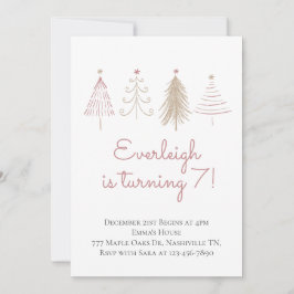Invitación Árboles de Navidad rosados en invierno Pines cumpl