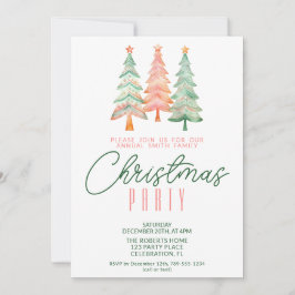 Invitación Árboles de Navidad Verdes y Rojos Fiesta