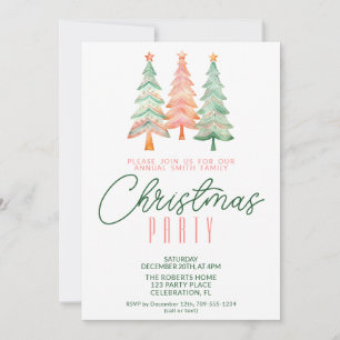 Invitación Árboles de Navidad Verdes y Rojos Fiesta