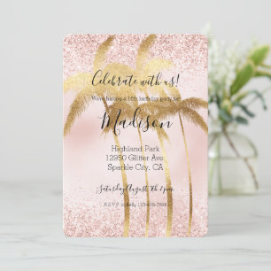 Invitación Árboles de oro Purpurina Glitz rosa Rubor