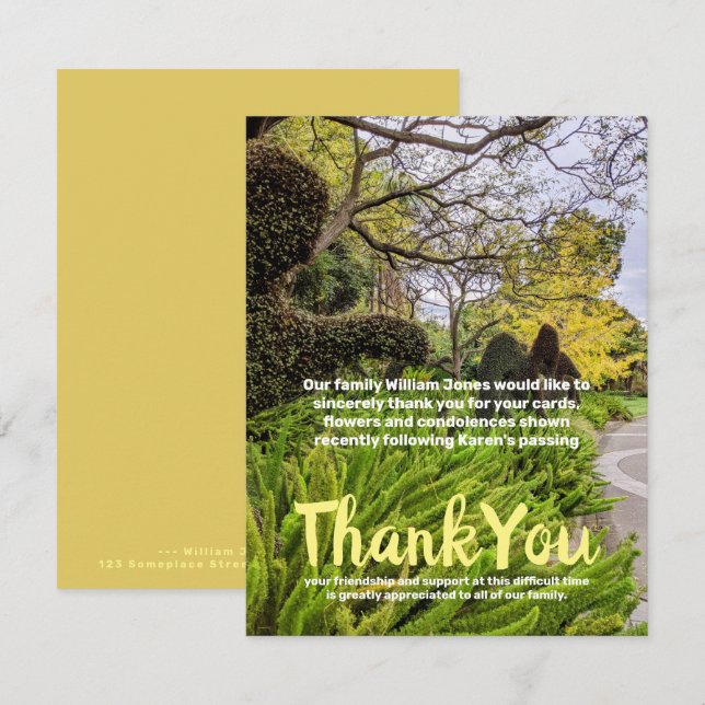 Invitación Árboles de otoño naturaleza verde amarilla carta d (Anverso / Reverso)