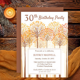 Invitación Árboles de otoño rústicos Terracotta 30 Fiesta de 
