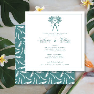Invitación Árboles de Palma Enlazados Fiesta de Compromiso en