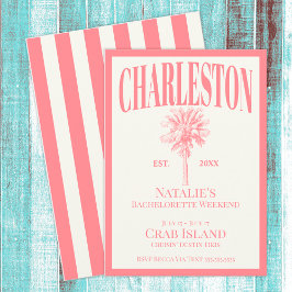 Invitación Árboles de palma rosada Charleston Bachelorette co