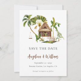 Invitación Árboles de Palma Tropicales Boda Guardar la Fecha