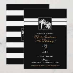 Invitación Árboles de Palma Tropicales Modernos Cumpleaños Bl