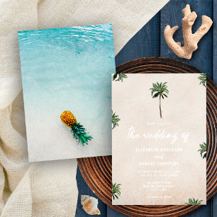 Invitación Árboles de Palma Tropicales Playa de Arena de Piña